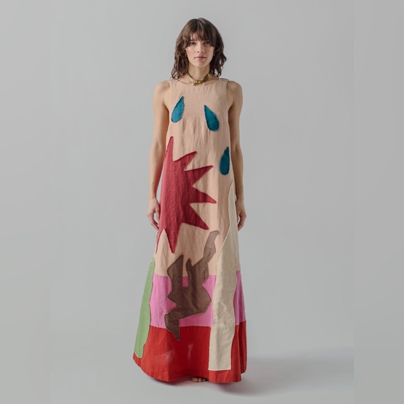 Lingua Franca Dresses & Skirts - LINGUA FRANCA Patmos Patch Dress in Salmon Multi Size 2XL NWT